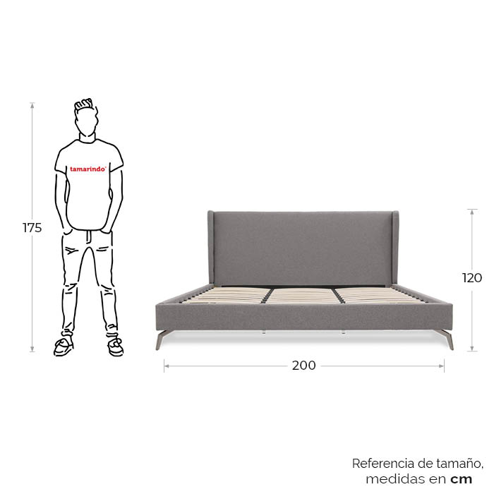 Cama King Tela Gris Claro Riuk | Camas | recamaras